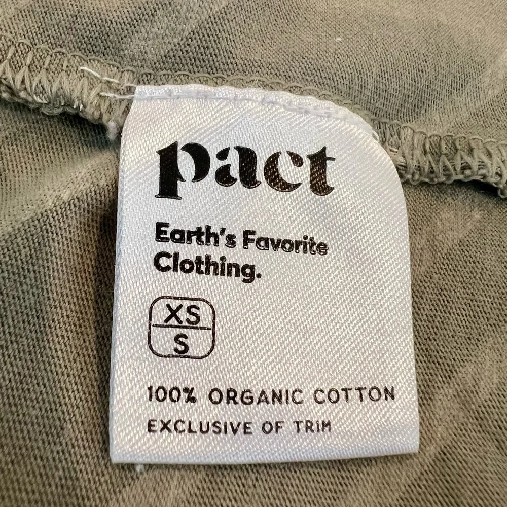 Pact 100% Organic Cotton Olive and Cream Striped Robe 3/4 Sleeve Size XS - Picture 11 of 12